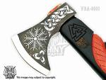 Engraved Viking Axe with Wooden Handle