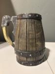 Hand-Painted Viking Beer Stein with Horn Handle