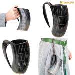Viking Drinking Horn Mug with Leather Strap