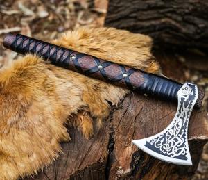 Norse Viking Hand-Forged Axe with Leather Sheath