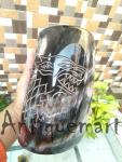 Stark Wolf Carved Viking Drinking Horn Tankard
