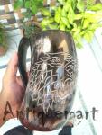 Stark Wolf Carved Viking Drinking Horn Tankard