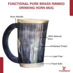 Brass Rimmed Drinking Horn Mug with Pouch