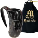 Viking Drinking Horn Mug with Leather Strap