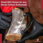 Brass Rimmed Drinking Horn Mug with Pouch