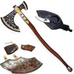 Kraatos Viking Battle Axe with Wooden Handle