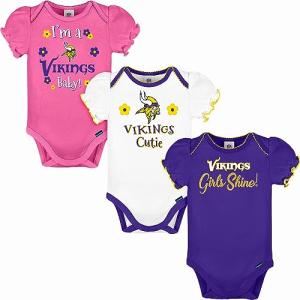 Minnesota Vikings Ruffle Sleeve Bodysuit 3-Pack