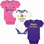 Minnesota Vikings Ruffle Sleeve Bodysuit 3-Pack