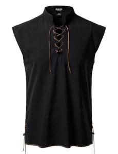 Men's Viking Sleeveless Lace-Up Renaissance Shirt