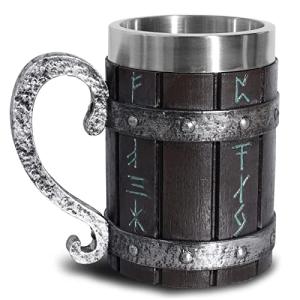 Nordic Viking Oak Beer Stein with Stainless Liner