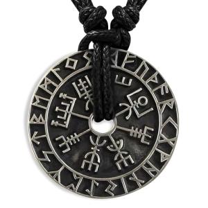 Viking Double-Sided Rune Compass Necklace for Men