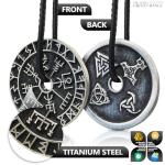 Viking Double-Sided Rune Compass Necklace for Men