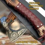 Decorative Viking Axe with Leather Handle and Sheath