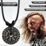 Viking Double-Sided Rune Compass Necklace for Men