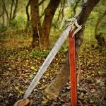 Damascus Steel Viking Sword with Engraved Handle