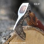 Decorative Viking Axe with Leather Handle and Sheath