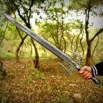 Damascus Steel Viking Sword with Engraved Handle
