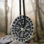 Viking Double-Sided Rune Compass Necklace for Men