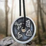 Viking Double-Sided Rune Compass Necklace for Men