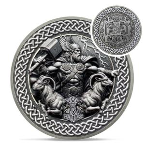 Thor Hammer Coin - Viking Runes Talisman Medallion