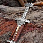 Viking Style Damascus Steel Sword with Scabbard