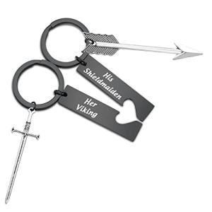 His and Hers Viking Shieldmaiden Keychain Set