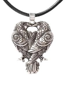 Raven Pendant Necklace with Faux Leather Cord