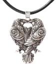 Raven Pendant Necklace with Faux Leather Cord