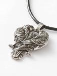 Raven Pendant Necklace with Faux Leather Cord