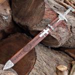 Viking Style Damascus Steel Sword with Scabbard