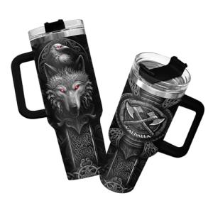 Viking Dad 40 oz Tumbler with Handle and Straw
