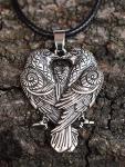 Raven Pendant Necklace with Faux Leather Cord