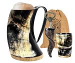 Viking Horn Mug Set with Shot Glass & Opener