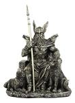 Odin the Allfather Throne Statue with Wolves