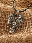 Raven Pendant Necklace with Faux Leather Cord