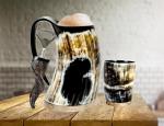 Viking Horn Mug Set with Shot Glass & Opener
