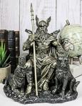 Odin the Allfather Throne Statue with Wolves