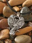 Raven Pendant Necklace with Faux Leather Cord