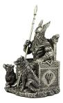 Odin the Allfather Throne Statue with Wolves
