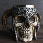Viking Warrior Skull Helmet Beer Stein Mug