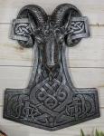 Viking Ram Skull With Thor's Hammer Wall Decor