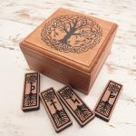 Norse Cedar Futhark Rune Tile Set Gift