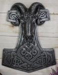 Viking Ram Skull With Thor's Hammer Wall Decor