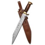 Damascus Custom Handmade Viking Seax Knife with Sheath