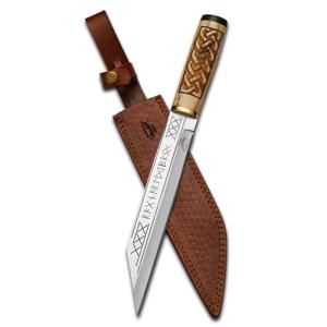 Custom Damascus Viking Seax Knife with Sheath