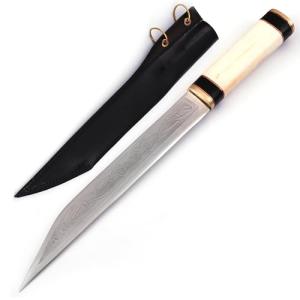 Viking Seax Knife with Bone Handle and Sheath