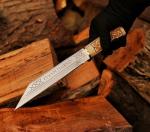 Custom Damascus Viking Seax Knife with Sheath
