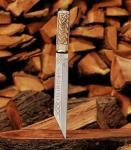 Custom Damascus Viking Seax Knife with Sheath