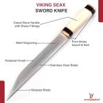 Viking Seax Knife with Bone Handle and Sheath