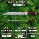 Damascus Custom Handmade Viking Seax Knife with Sheath